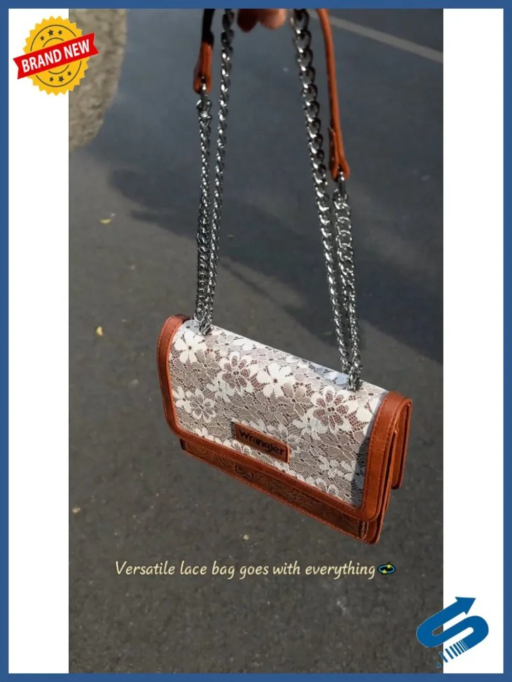 Vegan Leather Flap Crossbody Purse with Chain Strap
